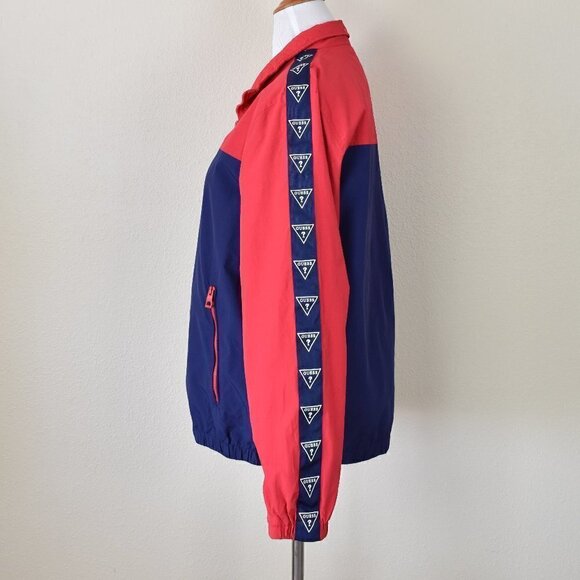 GUESS Vintage Style Zip Up Windbreaker Jacket L - Picture 7 of 11